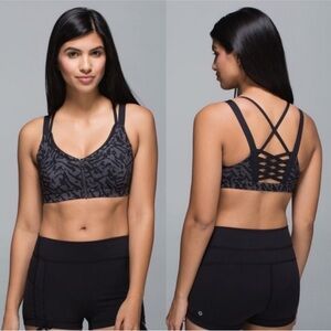 Lululemon Hot To Street Sports Bra Biggie Brushed Animal Coal Black / Black 6